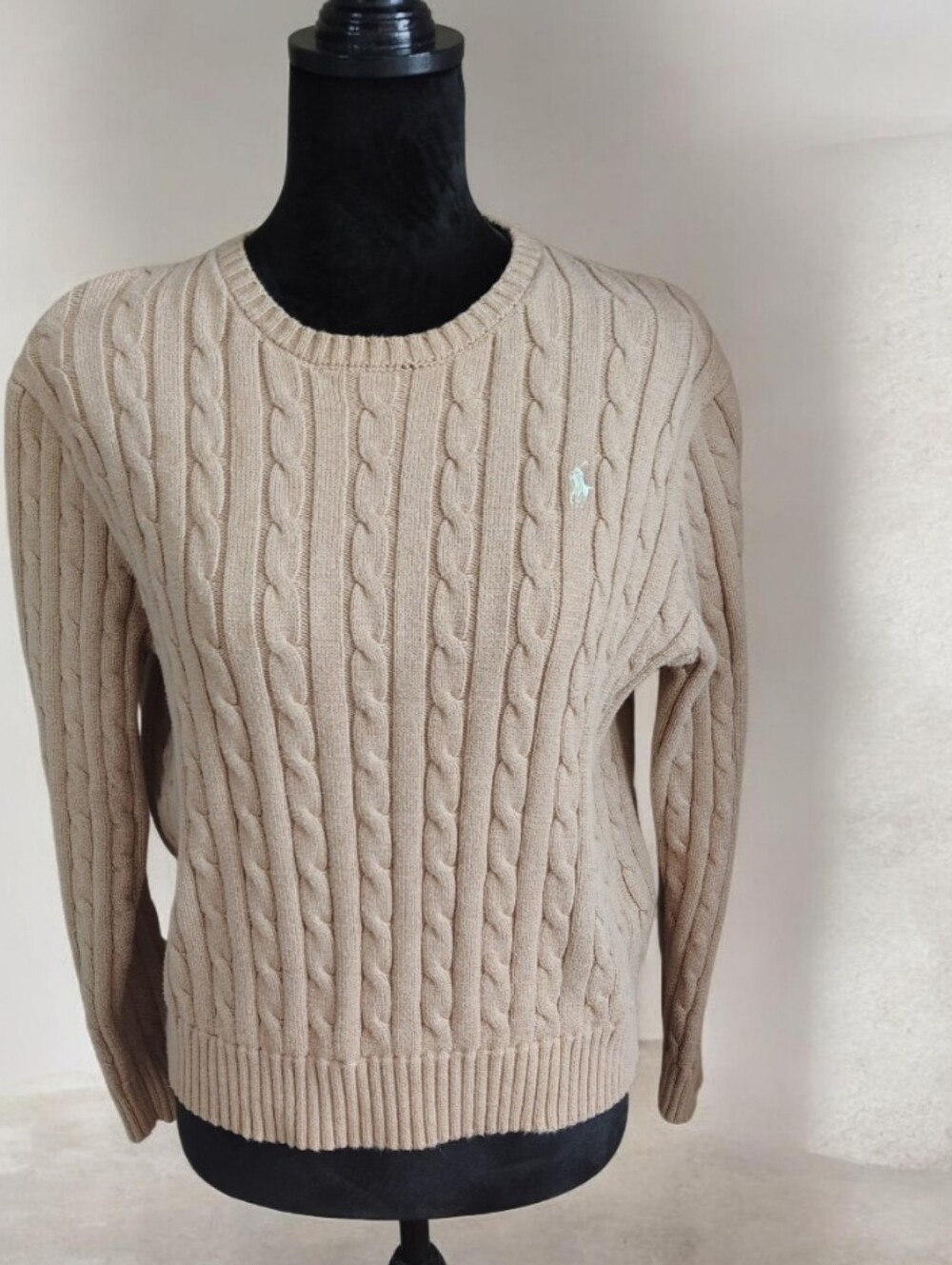 Polo by Ralph Lauren Cream Cable-Knit Crewneck Sweater
